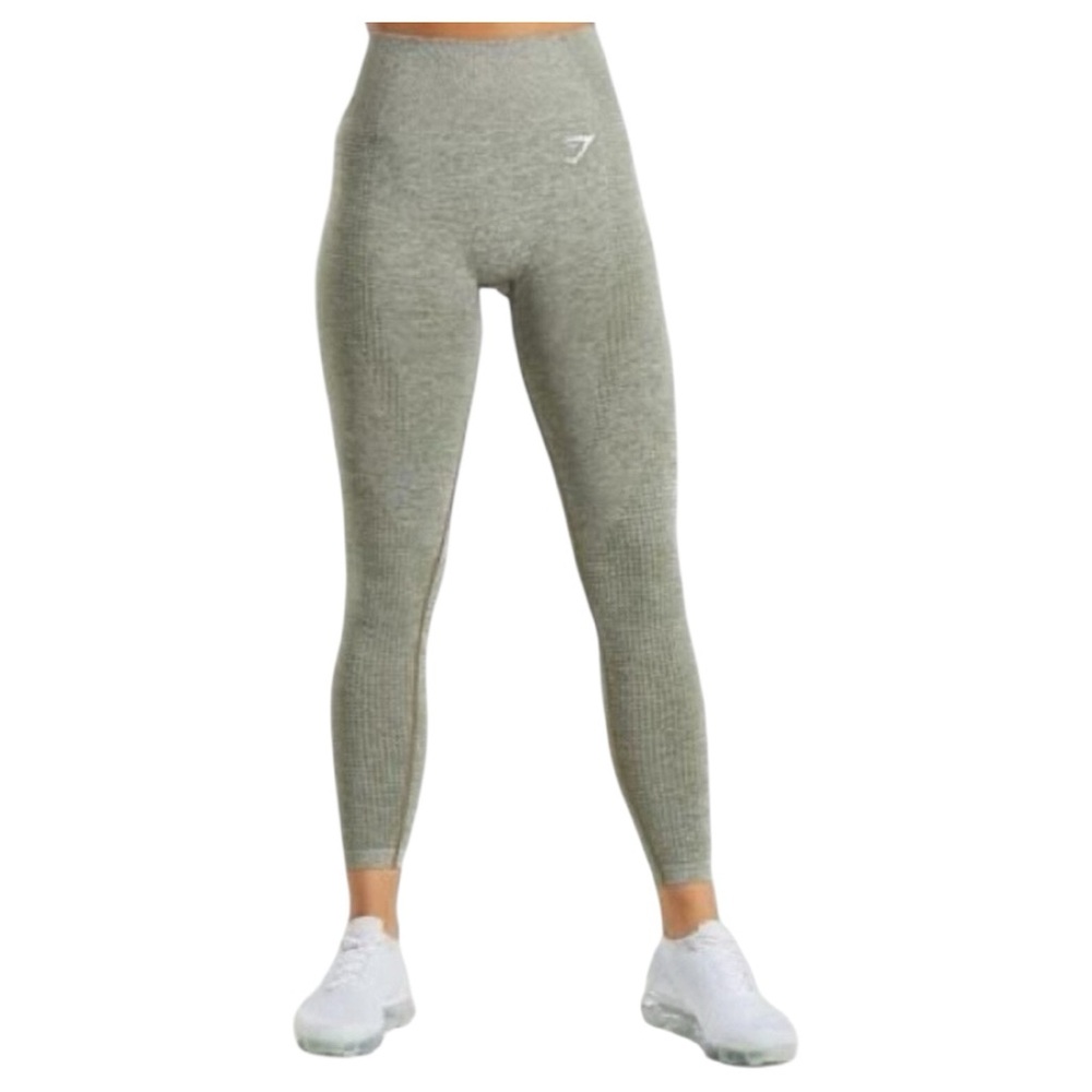 Gymshark Vital Seamless Compression Leggings, Khaki Marl, Size L, EUC